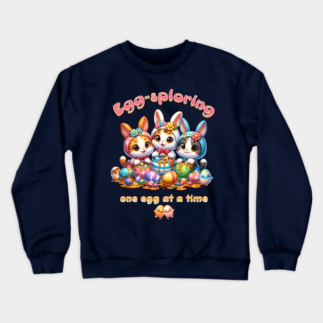 Hoppy Easter Bunny Cats II Crewneck Sweatshirt by BrisaArtPrints